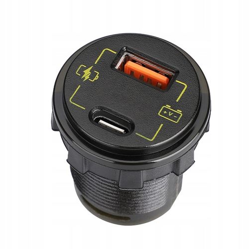 ŁADOWARKA DO SAMOCHODU MOTOCYKLA ŁODZI USB USB-C 3,4A WOLTOMIERZ 12V 24V na Arena.pl