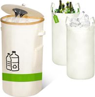 Pojemnik na butelki kaucyjne 100L kosz składany bambus szary 2 torby