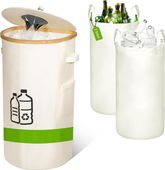 Pojemnik na butelki kaucyjne 100L kosz składany bambus szary 2 torby