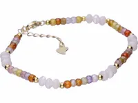 ELEGANCKA POZŁACANA SREBRNA BRANSOLETKA FASETOWANE KRYSZTAŁKI BIAŁY AGAT