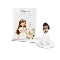 Statuetka z figurką 3D z Dedykacją na I Komunię Św. dla Dziewczynki