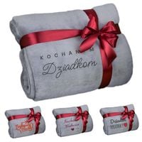 Koc z Haftem Dedykacji 160x220 Mikrofibra Prezent na Dzień Babci Dziadka