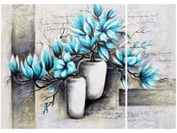 70X50CM MAGNOLIE NIEBIESKICH KOLORACH DWÓJ OBRAZ NIESYMETRYCZNY