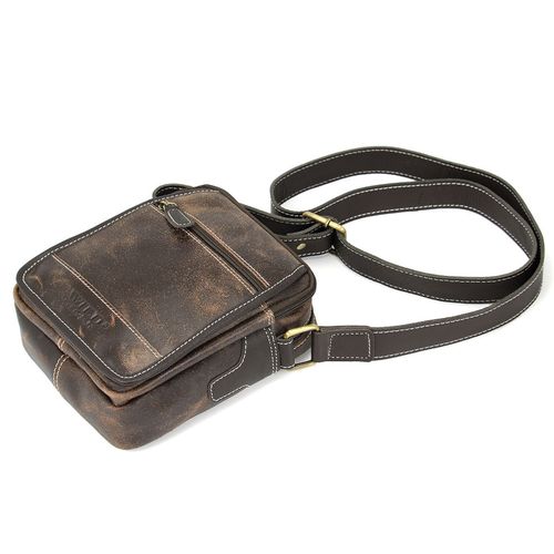 skórzana listonoszka męska wild tiger - brązowa na Arena.pl