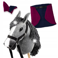 Zestaw Skippi - Hobby Horse Szary - Derka i nauszniki - fuksja i granat