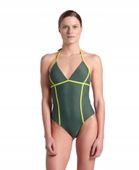 Strój kąpielowy damski na basen Arena Women's Pro_File Tie Back Green D36|S