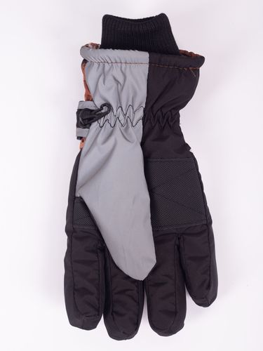 Rękawiczki narciarskie chłopięce pięciopalczaste graffiti brąz 16 cm YOCLUB na Arena.pl