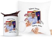 Zestaw Poduszka + Kubek Prezent Mateusz Morawiecki Z Nadrukiem Ze Zdjęciem