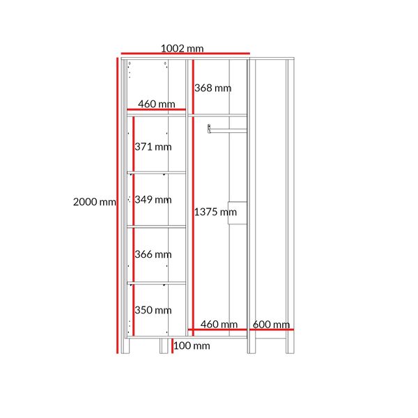 Szafa uchylna Ethan 2D 100 Dąb Cremona zdjęcie 2