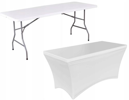 Pokrowiec na stół cateringowy BIAŁY 180cm na Arena.pl