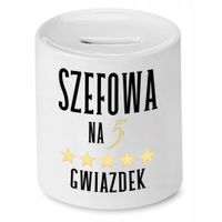 Skarbonka Dla Szefa Szefowa Na Pięć Gwiazdek Z Nadrukiem Ze Zdjęciem