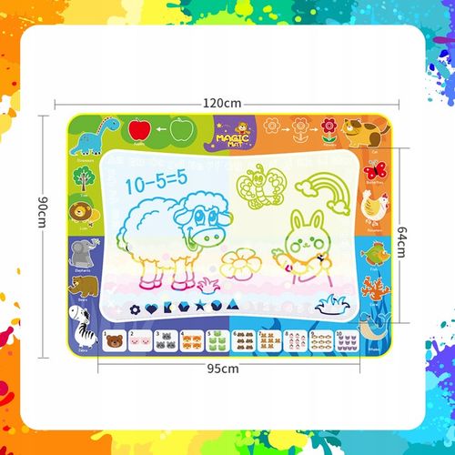 MATA WODNA DO MALOWANIA RYSOWANIA 120x90 PIECZĄTKI FORMY PISAKI ZESTAW XXL na Arena.pl