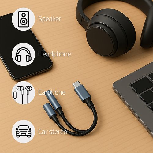 Qoltec Adapter USB-C do Jack 3.5mm PD 15W Audiophile na Arena.pl