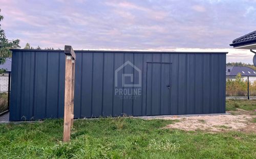 Garaż blaszany na rąbek 6x8 brama uchylna drzwi dach spad w tył PLG218 na Arena.pl