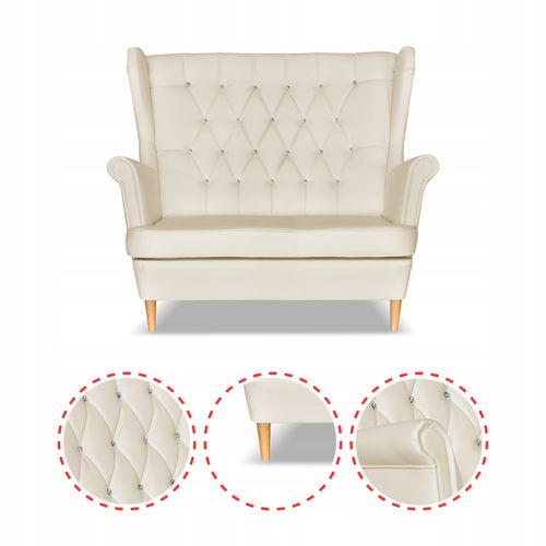 Zestaw uszak Gaja ekoskóra skaj sofa fotele beżowy na Arena.pl