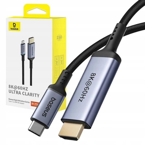 BASEUS KABEL USB C/HDMI 8K 60Hz UHD THUNDERBOLT ADAPTER MOCNY PRZEWÓD 1,5m zdjęcie 1