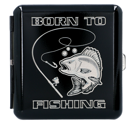 Papierośnica Z Grawerem Dla Wędkarzy - Metalowa, Czarna Gentelo zdjęcie 1