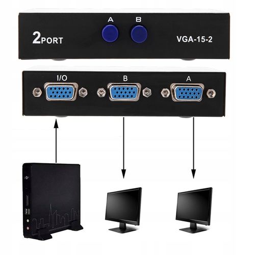 2 w 1 wyjście Przełącznik VGA Splitter na Arena.pl