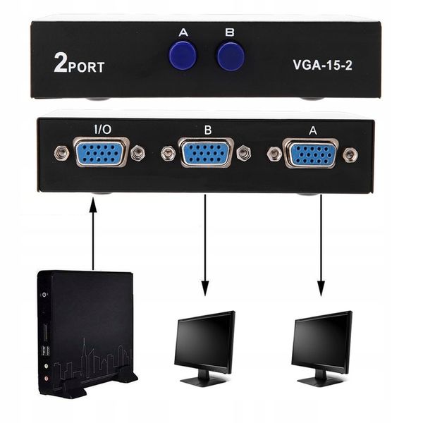 2 w 1 wyjście Przełącznik VGA Splitter zdjęcie 4