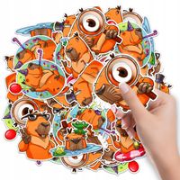 NAKLEJKI ETYKIETY NA ZESZYT NALEPKA Z POSTACIAMI KAPIBARA WZORY 6 SZT