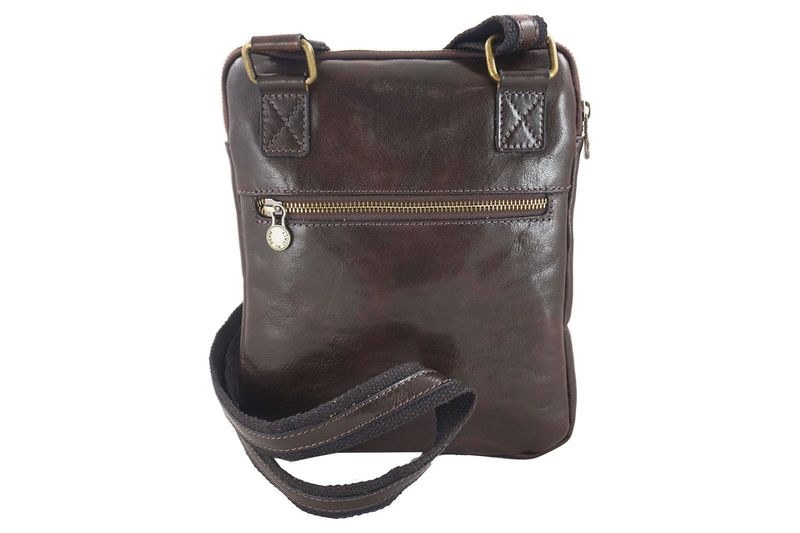 Modna męska torba skórzana z regulowanym paskiem - Brązowa ciemna zdjęcie 3