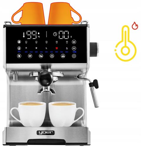 Ekspres ciśnieniowy Kolbowy Yoer 20bar 1350W +Spieniacz mleka +THERMOBLOCK na Arena.pl