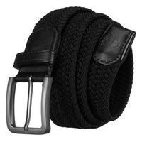 czarny, parciany pasek męski do spodni z tradycyjną klamrą w srebrnym