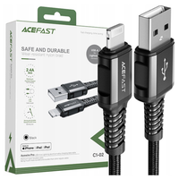Acefast kabel MFI USB - Lightning 1,2m, 2,4A czarny (C1-02 black)