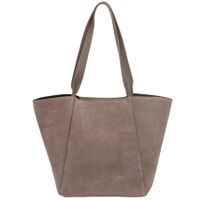 VERA PELLE torebka damska zamszowa shopper z długimi rączkami V700 taupe