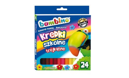 Kredki Trójkątne Szkolne Ołówkowe 24 kol. Złota Srebrna Bambino na Arena.pl