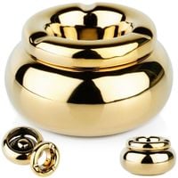 Popielniczka Złota z Pokrywką Otworem Okrągła Popielnica na Papierosy