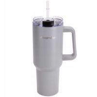 STALOWY KUBEK TERMICZNY TERMOS 1200ml Z RĄCZKĄ I SŁOMKĄ KM-2173