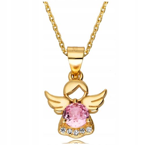 Złoty Łańcuszek z Aniołkiem 925 Anioł Róż Chrzest Komunia Roczek Grawer na Arena.pl