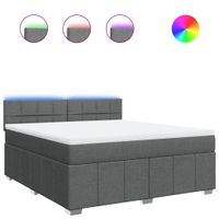 Łóżko kontynentalne z materacem, ciemnoszara tkanina 180x200 cm