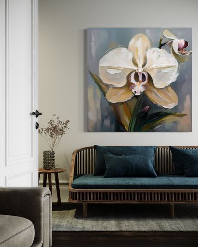 Obraz na płótnie, Malowany Kwiat Orchidei 40x40 na Arena.pl