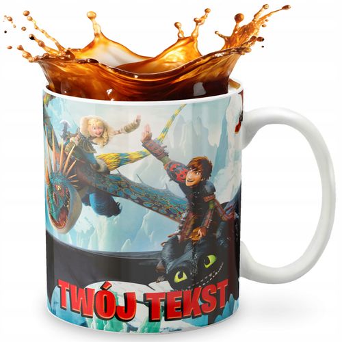 KUBEK 330ml GRAFIKA PREZENT ŚWIĘTA WZÓR - BAJKA WYTRESOWAĆ SMOKA + IMIĘ na Arena.pl