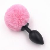 Bunny Plug Small Black With Pink Tail 7,2 X 3,2 Cm / 2,8 X 1,26 Inch