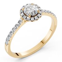 pierścionek z żółtego złota 585 z diamentem (brylantem) 0,79 ct g/si