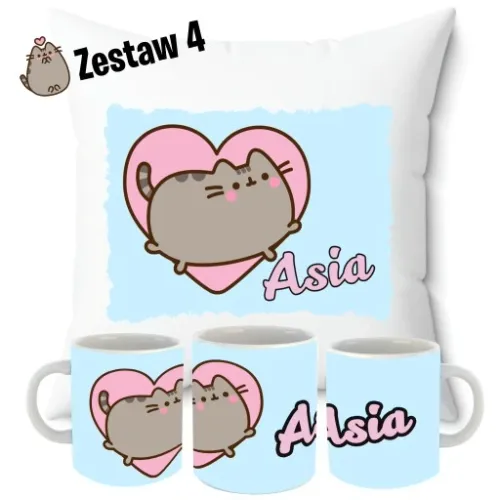 ZESTAW PODUSZKA + KUBEK + PUSHEN IMIĘ KOT PREZENT KOTKI URODZINY UNIKALNY na Arena.pl
