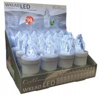 WKŁAD LED DO ZNICZY ELEKTRYCZNA ŚWIECZKA BIAŁE ŚWIATŁO BATERIE 90DNI 12 szt