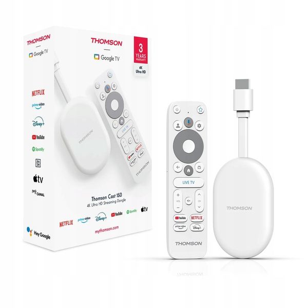TV Stick THOMSON Cast 150 SMART TV 4K Google TV ANDROID Box Chromecast zdjęcie 1