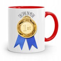 Kubek Czerwony Prezent Dla Chłopaka Na Medal Z Nadrukiem Ze Zdjęciem
