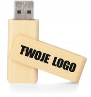 TWÓJ NADRUK PENDRIVE reklamowy LOGO FIRMY NAPIS Pamięć USB bambusowa 5 szt.