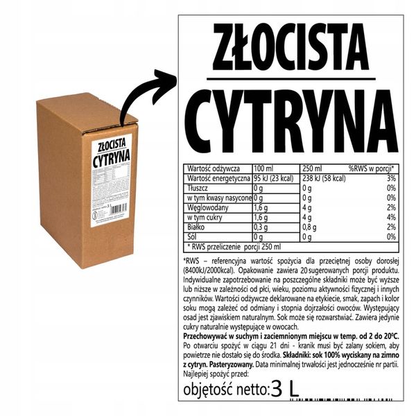 sok cytryna 100% cytrynowy 3L z cytryn tłoczony 100% bez cukru do lemoniady zdjęcie 5