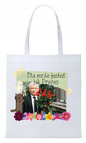 Śmieszny Pis Kaczyński Torba Eco Biała Shopper Z Nadrukiem Ze Zdjęciem na Arena.pl