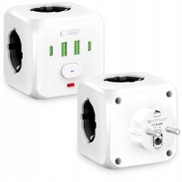 2 x ADAPTER PRZEJŚCIÓWKA ROZGAŁĘZIACZ WTYCZKA + PORTY USB TYPE-C + WŁĄCZNIK