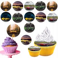 OPŁATEK na BABECZKI MUFFINKI zestaw na urodziny 12szt. - MERCEDES AUTA