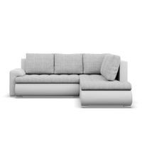 Narożnik z otomaną, prawy, BOSCO, ekoskóra, 230cm, biały| TYLETEGOTU