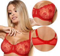 Efektowny Koronkowy Miękki Biustonosz Stanik Soft Polski 75F Jenny Czerwony