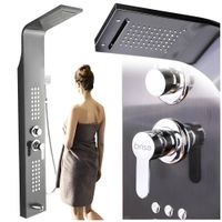 Bateria panel prysznicowy kabiny hydromasażem deszczownicą wylewka antracyt